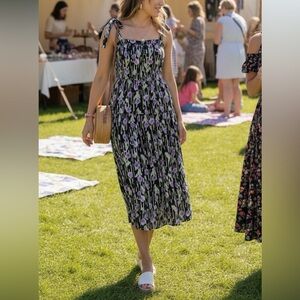 Moon River Floral Tiered Midi Dress